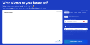 Screenshot from futureme.org, showing the fields where you can write a letter to be sent to yourself in the future.