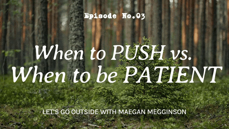 Animated GIF of a title card with the words When to Push vs When to Be Patient.